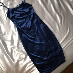 blue silky dress